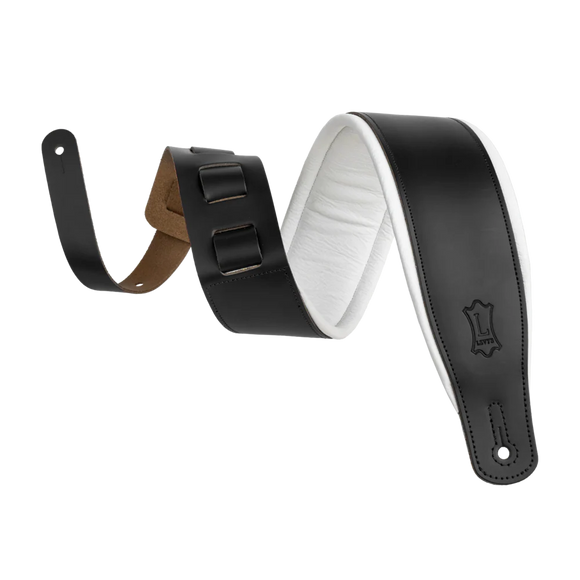 Levy's Amped Leather Series M26PD-BLK-WHT Guitar Strap *Free Shipping in the USA*