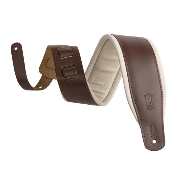 Levy's Amped Leather Series M26PD-BRN-CRM Guitar Strap *Free Shipping in the USA*