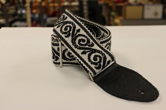 Souldier Scroll Black Guitar Strap with Black Leather Ends *Free Shipping in the USA*