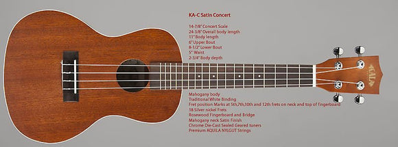 Kala KA-C Concert Ukulele - Satin  Laminated Satin Mahogany *Free Shipping in the US*